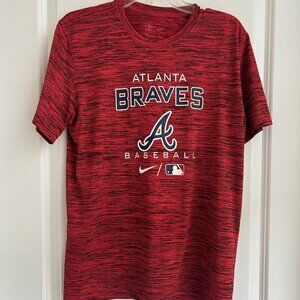 Nike Atlanta Braves T-Shirt Mens Medium Red Velocity Short Sleeve Baseball Sport